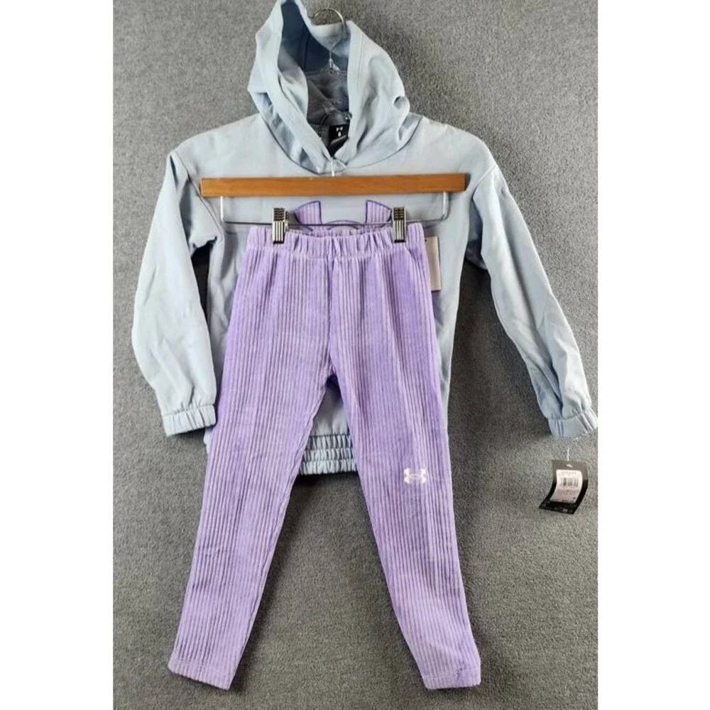 Under Armour Ribbed Velour Tunic Hoodie & Leggings Set Girls' 6 Lavender